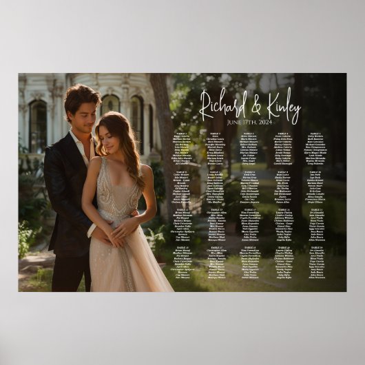 Elégant tableau de sièges mariage photo 20 tables (Devant)