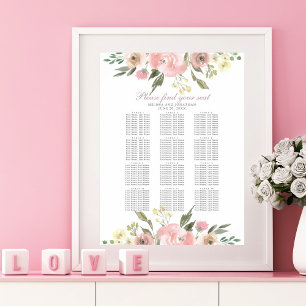 Élégant tableau de sièges Mariage rose pâle floral