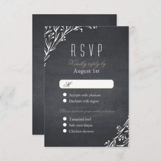 Elégant tableau floral bois mariage rustique RSVP (Devant / Derrière)