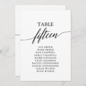 Élégant tableau noir numéro 15 carte de siège (Devant / Derrière)