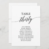 Élégant tableau noir numéro 30 carte de siège (Devant / Derrière)