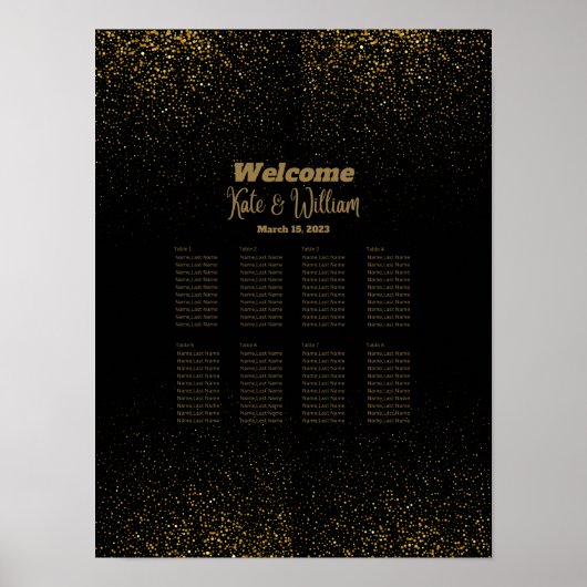 Elégant tableau noir & or disposition assise (Devant)