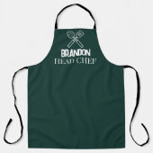 Élégant tablier de chef vert pour homme, nom moder (Recto)