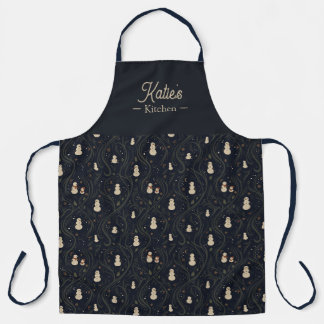 Élégant tablier de cuisine de Noël Navy Bonhomme d
