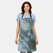 Élégant tablier en or bleu monogramme avec coeur (Porté)