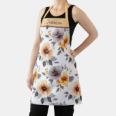 Elégant tablier floral gris personnalisé (Insitu)