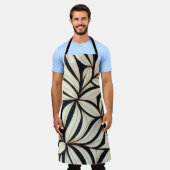 Elégant tablier floral noir et crème (Porté)