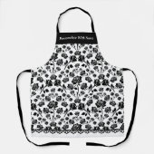 Elégant tablier floral rose noire et blanche (Recto)