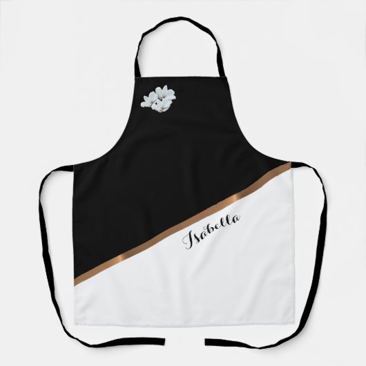Elégant tablier minimaliste noir blanc personnalis (Recto)
