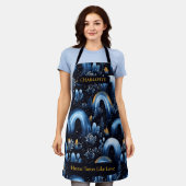 Élégant tablier Motif d'arc d'hiver avec nom perso (Porté)