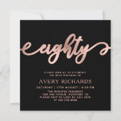 Elegant tachtig Roos gouden script 80e verjaardag Kaart (Voorkant)