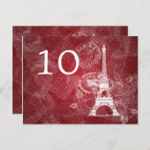 Elegant tafelnummer Romantisch Parijs Rood (Voorkant / Achterkant)