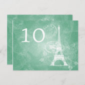 Elegant tafelnummer Romantisch Paris Mint Groen (Voorkant / Achterkant)