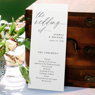 Elegant Tall Wedding Programs Romantic Calligraphy Programma