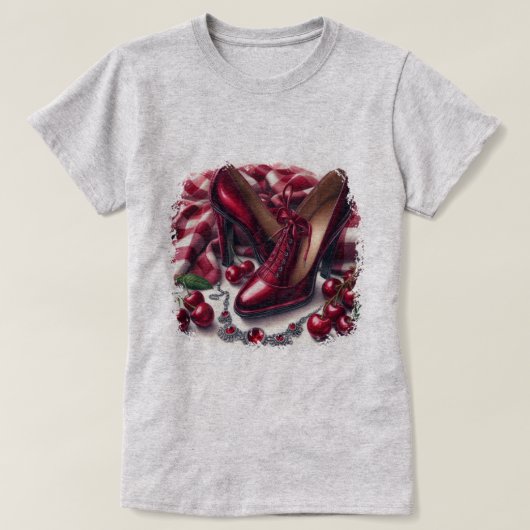 Élégant talons rouges hauts avec cerise (Design devant)