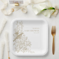Elegant Tan Chinoiserie Natuur Vogels Baby shower