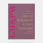 Élégant Tan Fuchsia Initiales Typographie Bienvenu (Recto)