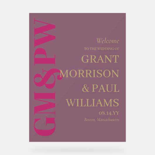 Élégant Tan Fuchsia Initiales Typographie Bienvenu (Recto)