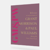 Élégant Tan Fuchsia Initiales Typographie Bienvenu (Angle)