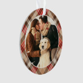 Élégant Tan Tartan Plaid Monogramme de Noël Photo (devant)