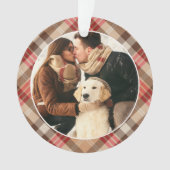 Elegant Tan Tartan zette kerstmonogram Ornament (voorkant)