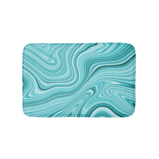 Élégant tapis de bain en marbre liquide turquoise (Devant)