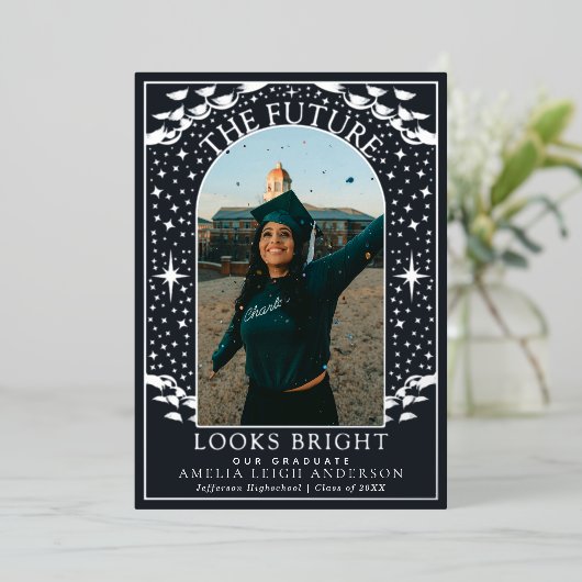 Elegant Tarot Afstuderen foto aankondiging Kaart (Staand Voorkant)