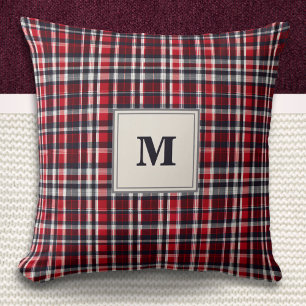 Elegant Tartan Check Patroon Stijlvol Monogrammed Kussen