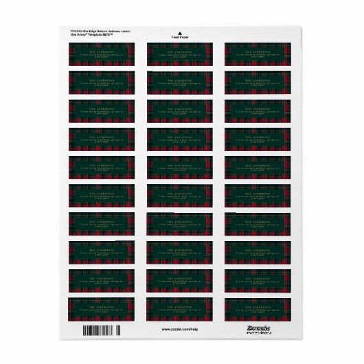 Elegant Tartan Plaid Family elegant Christmas Etiket (Full Sheet)