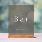 Elegant Taupe Acrylic Open Bar Wedding Sign (Neutre)