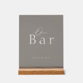 Elegant Taupe Acrylic Open Bar Wedding Sign (Recto)