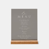 Elegant Taupe Acrylic Wedding Bar Menu Sign (Recto)