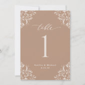 Elégant Taupe Beige 5x7 Mariage Numéros de table (Devant)