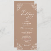 Élégant Taupe Beige Vintage Wedding Programme (Devant / Derrière)