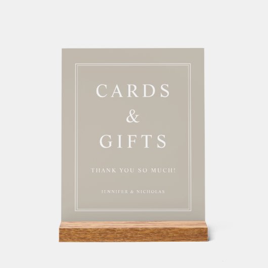Elegant Taupe Cards And Gifts Wedding (Recto)