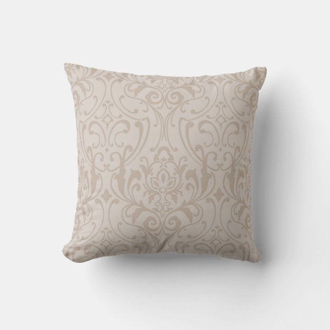 Elégant Taupe damask design 3 Lancer Oreiller (Recto)