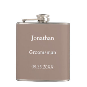 Élégant Taupe Flacon de Groomsman personnalisé