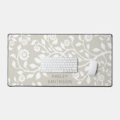 Élégant Taupe Floral Ajouter Votre Nom Joli Fille (Clavier et souris)