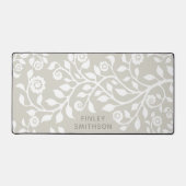 Élégant Taupe Floral Ajouter Votre Nom Joli Fille (Recto)