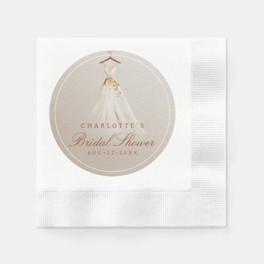 Elegant Taupe Gown Fall Bridal Shower Napkin Servet (Voorkant)