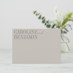 Elegant Taupe Gray Custom Name Weddenschap Station Notitiekaartje