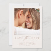 Elegant Taupe Ivory Foto Bruiloft Save The Date (Voorkant)