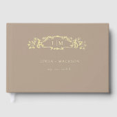 Élégant Taupe mariage de monogramme de crête botan (Recto)