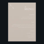 Elégant Taupe Moderne Minimaliste Menu Mariage<br><div class="desc">Menu mariage moderne avec design élégant de typographie minimaliste en couleur taupe.</div>