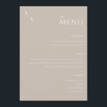 Elégant Taupe Moderne Minimaliste Menu Mariage<br><div class="desc">Menu mariage moderne avec design élégant de typographie minimaliste en couleur taupe.</div>