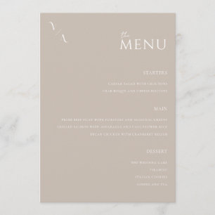 Elégant Taupe Moderne Minimaliste Menu Mariage
