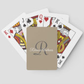 Elegant Taupe Naam Initialen Monogram Pokerkaarten (Achterkant)