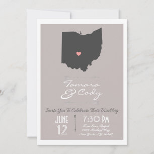 Elegant Taupe Ohio State Wedding Invitation Kaart