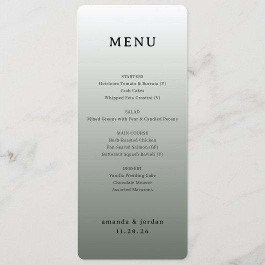 Elegant Taupe Wedding Menu (Devant)