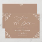Elegant Taupe Wedding Save the Date Cards (Voorkant / Achterkant)